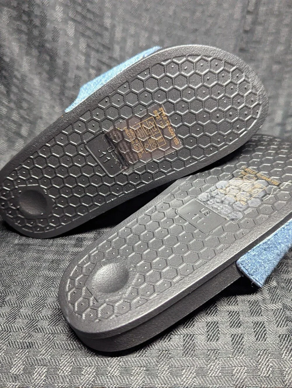 Denim & Black True Religion Logo Slide Sandals